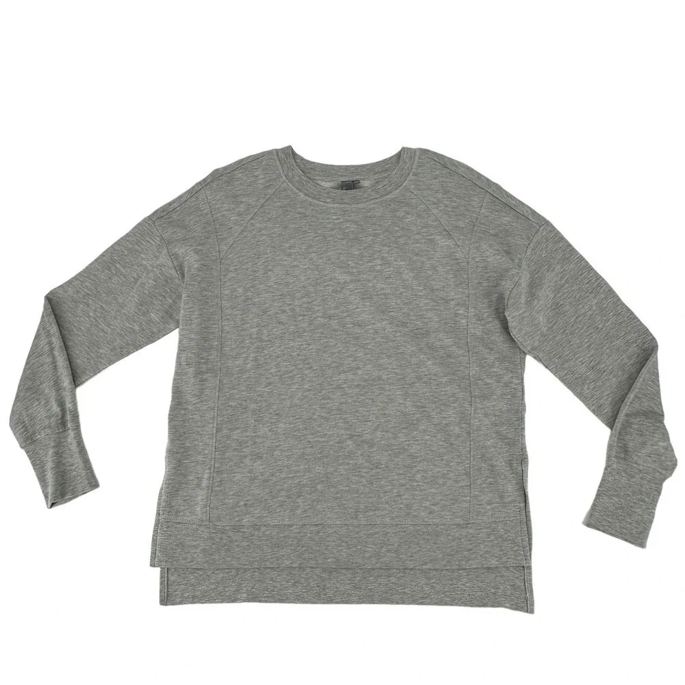 Sweaty Betty Gray Long Sleeve Crew Sweatshirt Top Split side Small